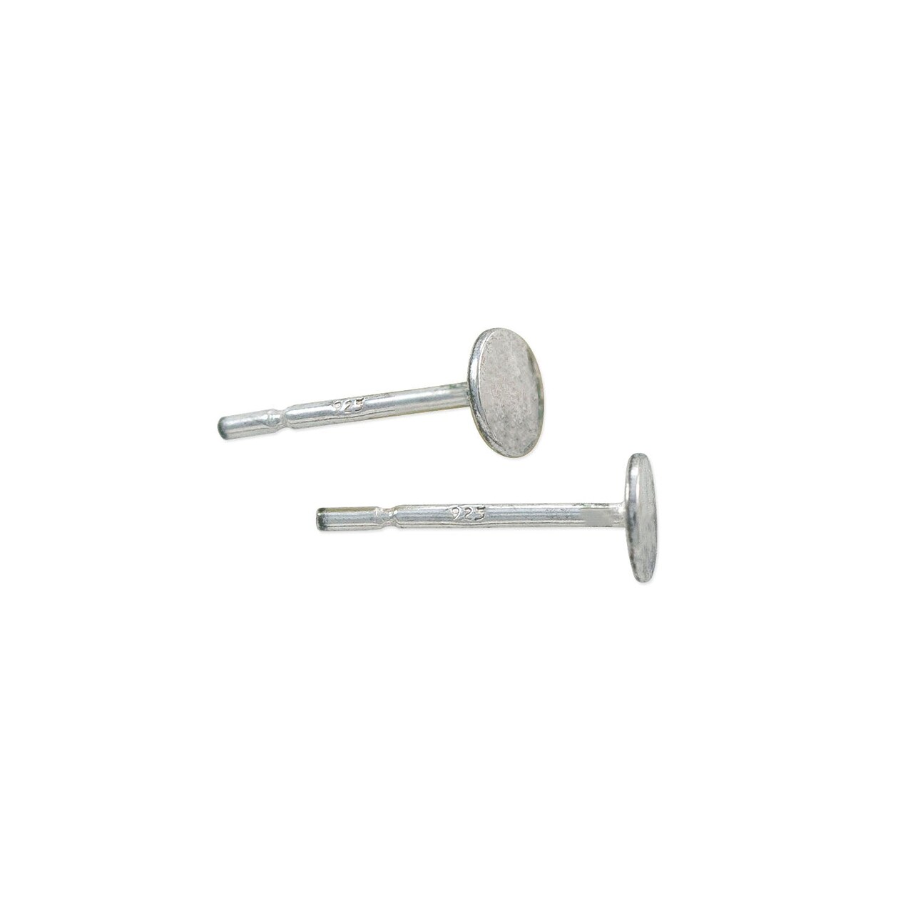 JewelrySupply Sterling Silver 4mm Flat Padded Earring Posts (1 Pair of Sterling Silver Padded Post Earrings)